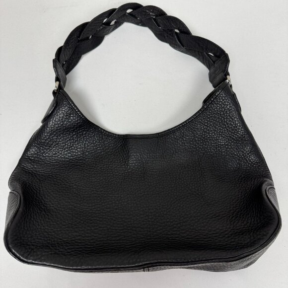 Talbots Handbags - Talbots Black Leather Braided Strap Shoulder Bag Zip Closure & Inner Pocket